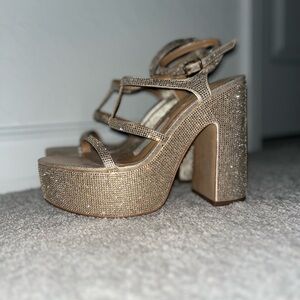 Jessica Simpson Glittering Gold Block Heels